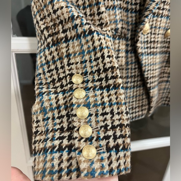 L'AGENCE Kenzie Double Breasted Houndstooth Wool Blend Blazer - Size 8 - Picture 7 of 8